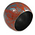 Oversized Chunky Wide Wood Bangle (Orange & Metallic Silver) - Medium Size - view 4