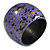 Chunky Wooden Bangle Bracelet in Purple/ Gold/ Black - Medium Size - view 2