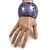 Chunky Wooden Bangle Bracelet in Purple/ Gold/ Black - Medium Size - view 3