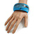 Off Round Blurred Light Blue/ White/ Black  Acrylic Bangle Bracelet Matte Finish - Medium Size - view 2