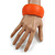 Off Round Acrylic Bangle Bracelet In Peach Orange Matte Finish - Medium Size - view 2