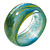 Off Round Abstract Watery Yellow/ Green/ Blue Acrylic Bangle Bracelet - Medium Size