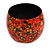 Wide Chunky Wooden Bangle Bracelet Abstract Pattern in Red/ Black/ Yellow - Medium Size - view 4
