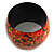 Wide Chunky Wooden Bangle Bracelet Abstract Pattern in Red/ Black/ Yellow - Medium Size - view 5