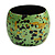 Chunky Wooden Bangle Bracelet in Green/ Gold/ Black - Medium Size - view 5