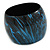 Oversized Chunky Wide Wood Bangle in Metallic Blue/ Black - Medium - view 5