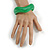 Curvy Blurred Apple Green/ White Acrylic Bangle Bracelet Matte Finish - Medium Size - view 3