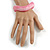 Curvy Blurred Pink/ White Acrylic Bangle Bracelet Matte Finish - Medium Size - view 3