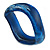 Curvy Blurred Dark Blue/ White Acrylic Bangle Bracelet Matte Finish - Medium Size - view 4