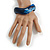 Curvy Blurred Dark Blue/ White Acrylic Bangle Bracelet Matte Finish - Medium Size - view 3