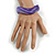 Curvy Blurred Purple/ White Acrylic Bangle Bracelet Matte Finish - Medium Size - view 3
