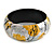 Wooden Bangle Bracelet in Abstract Paint in Metallic Silver/ Yellow/ Black/ White - Medium Size - view 2