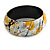 Wooden Bangle Bracelet in Abstract Paint in Metallic Silver/ Yellow/ Black/ White - Medium Size - view 4