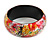 Round Wooden Bangle Bracelet in Abstract Paint in Multi - Medium Size - view 4
