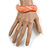 Curvy Blurred Peach Orange/ White Acrylic Bangle Bracelet Matte Finish - Medium Size - view 4