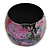 Wide Chunky Wooden Bangle Bracelet in Abstract Paint in Pink/ Black/ Purple/ Silver- Medium Size - view 6