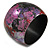 Wide Chunky Wooden Bangle Bracelet in Abstract Paint in Pink/ Black/ Purple/ Silver- Medium Size - view 2