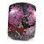 Wide Chunky Wooden Bangle Bracelet in Abstract Paint in Pink/ Black/ Purple/ Silver- Medium Size - view 4