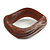 Curvy Blurred Brown/ White Acrylic Bangle Bracelet Matte Finish - Medium Size - view 4