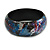 Round Wooden Bangle Bracelet in Abstract Paint in Red/ Blue/ Black/ Purple/ Silver- Medium Size - view 4