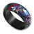 Round Wooden Bangle Bracelet in Abstract Paint in Red/ Blue/ Black/ Purple/ Silver- Medium Size - view 5