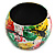 Wide Chunky Wooden Bangle Bracelet in Abstract Paint in Multi - Medium Size - view 7