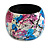 Wide Chunky Wooden Bangle Bracelet in Abstract Paint in Multi - Medium Size - view 6