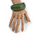 Asymmetric Blurred Green/Yellow/Black Acrylic Bangle Bracelet Matte Finish - Medium - view 3