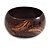 Wide Chunky Wooden Bangle Bracelet with Feather Motif/Medium/Possible Natural Irregularities - view 4