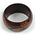 Wide Chunky Wooden Bangle Bracelet with Feather Motif/Medium/Possible Natural Irregularities - view 5
