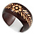 Wide Chunky Wooden Cuff Bracelet/ Bangle with Floral Motif/ Medium /Possible Natural Irregularities - view 6