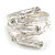 Bold Chunky Crystal Textured Bar Hinged Bangle Braclet in Light Silver Tone - Size M/L