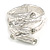 Bold Chunky Crystal Textured Bar Hinged Bangle Braclet in Light Silver Tone - Size M/L - view 8