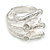 Bold Chunky Crystal Textured Bar Hinged Bangle Braclet in Light Silver Tone - Size M/L - view 9