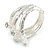 Bold Chunky Crystal Textured Bar Hinged Bangle Braclet in Light Silver Tone - Size M/L - view 4