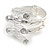 Bold Chunky Crystal Textured Bar Hinged Bangle Braclet in Light Silver Tone - Size M/L - view 5