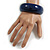 Dark Blue Round Wooden Bangle Bracelet (Natural Irregularities) - Medium Size - view 3
