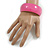 Pink Acrylic Off Round Bangle Bracelet - Medium Size - view 3