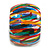 Wide Chunky Wooden Bangle Bracelet with Stripy Pattern in Multi - Small Size - view 5