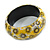 Round Wood Bangle Bracelet with Sunflower Floral Pattern in Yellow/Black/White (Possible Natural Irregularities) - M Size - view 5