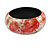 Round Wooden Bangle Bracelet with Abstract Motif Painted in Red/White/Gold Colours - Medium Size - view 4