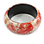 Round Wooden Bangle Bracelet with Abstract Motif Painted in Red/White/Gold Colours - Medium Size - view 2
