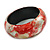 Round Wooden Bangle Bracelet with Abstract Motif Painted in Red/White/Gold Colours - Medium Size - view 5