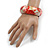 Round Wooden Bangle Bracelet with Abstract Motif Painted in Red/White/Gold Colours - Medium Size - view 3