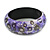 Round Wood Bangle Bracelet with Sunflower Floral Pattern in Purple/Black/White (Possible Natural Irregularities) - M Size - view 2