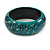 Round Wooden Bangle Bracelet with Abstract Motif Painted in Green/Metallic Silver/Black Colours - Medium Size - view 2