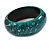 Round Wooden Bangle Bracelet with Abstract Motif Painted in Green/Metallic Silver/Black Colours - Medium Size - view 5