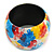 Multicoloured Wide Chunky Wooden Bangle Bracelet with Smudged Pattern - Medium Size - view 4