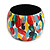 Multicoloured Wide Chunky Wooden Bangle Bracelet with Spotty Pattern - Small Size - view 2