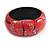 Round Wooden Bangle Bracelet with Abstract Motif Painted in Pink/Metallic Silver/Black Colours - Medium Size - view 2